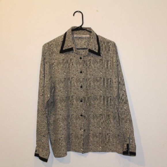 Yves St. Clair B/W Faux Silk Patterned Blouse - Picture 1 of 2